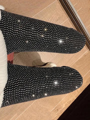 Taruxy Sparkly Crystal Pants Women Leggings Autumn Winter High Waist Elastic Bodycon Long Penci Pant Streetwear Y2K Pants Tights