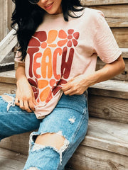 Teach - With Fun Flower Petal Graphic Tee