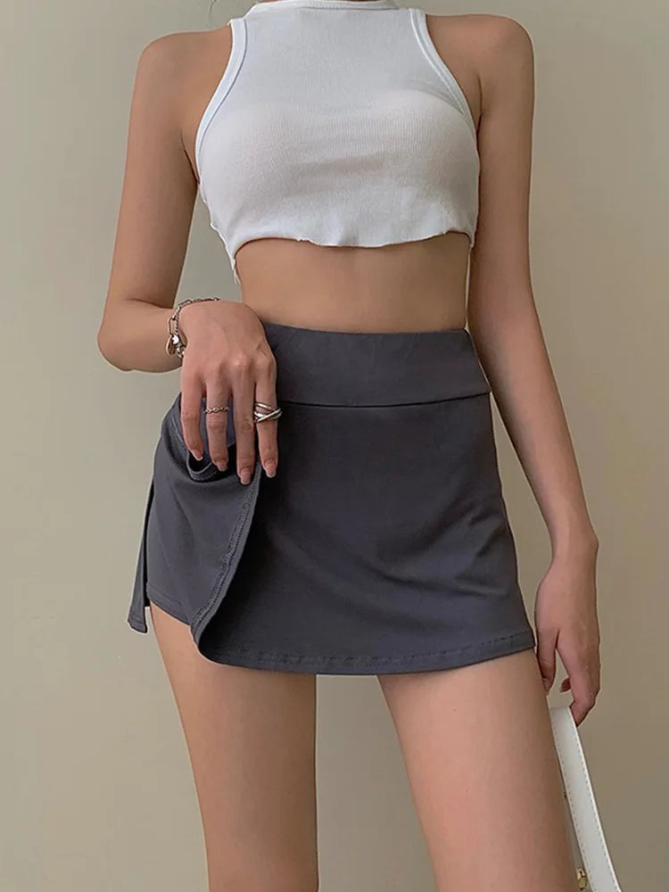 Tennis Skirt Women High Waist Sexy Girl Tight Bag Hip Short Skirt Summer Sports Culottes split A-line Mini skirt Y2K