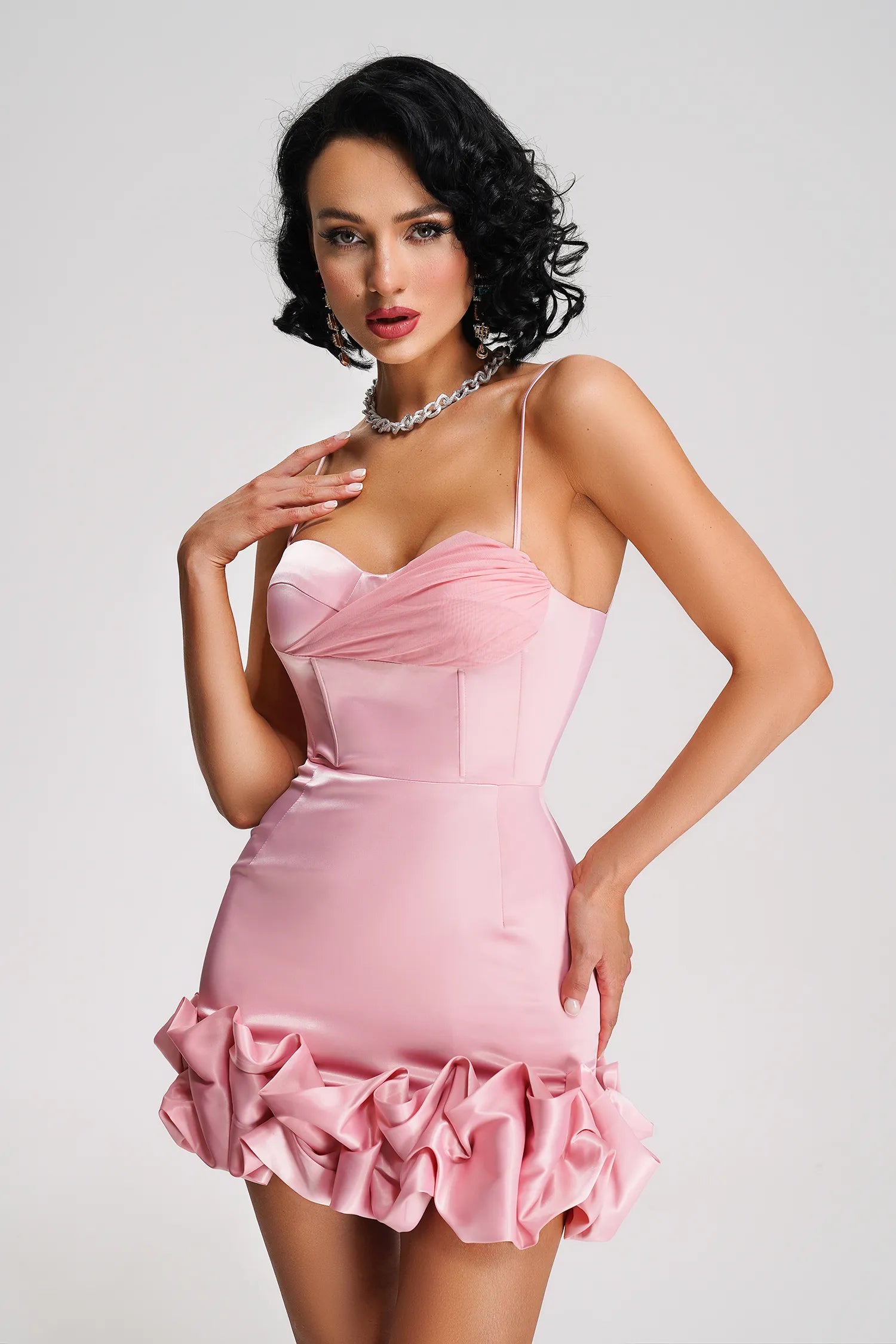 Thirza Peach Satin Mini Dress