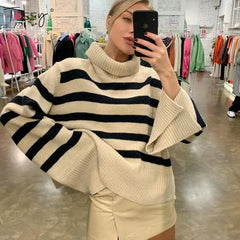 Tossy 2022 New Women’s Turtleneck Sweater Fall Winter Knitted Pullovers For Women Casual Knitwear Long Sleeve Oversized Tops