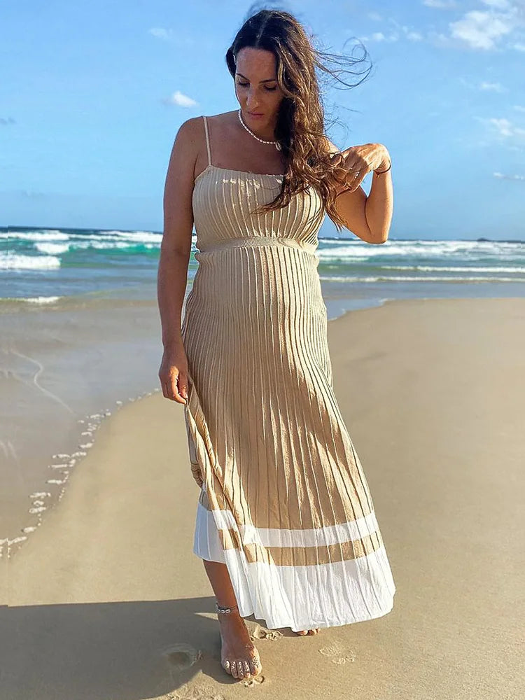 Tossy Backless Ribbed Maxi Dress For Women Summer New Holiday Party Stretch High Waist Bodycon Maternity Dresses Knit Sundress