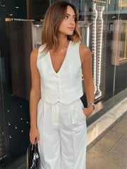 Tossy Casual V-Neck Sleeveless Vestidos Top Female Slim High Street Pocket Cardigan Outfit Solid Vest Fashion Summer Tank Top