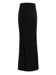 Tossy Fashion Women’s Black High Waist Maxi Skirt – Summer 2023 Elegant Slim Seamless Gown