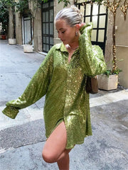 Tossy Glitter Sexy Female Shirts High Street Fashion Long Sleeve Sequin Club Outfit Party Gown Luxury Sparkle Women’s Blouse