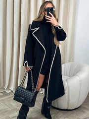 Tossy Lapel Contrast Loose Outwear Female Patchwork High Waist Long Sleeve Winter 2023 Streetwear Patchwork Fashion Women Coat