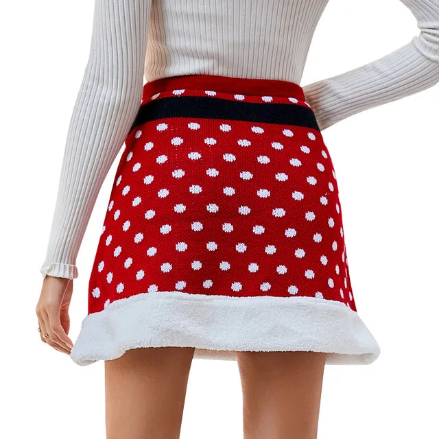 Tossy New Winter Knitted Skirts Women 2022 Christmas Clothes High Waist Embroidered Mini Skirt Boho Floral Pencil Skirt