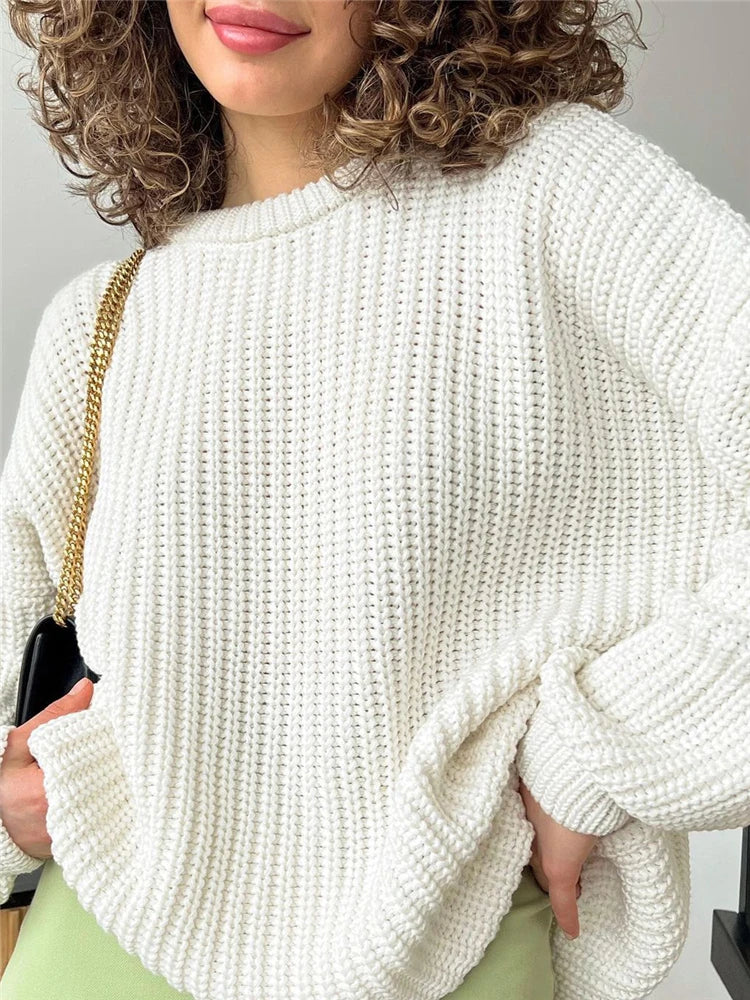 Tossy O-Neck Pull-Over Sweater Femme 2022 Fall New Fashion Long Sleeve Top Women’s knitting Outwear Striped Oversized Sweater