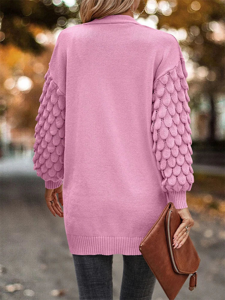 Tossy Patchwork Knit Pocket Cardigan Coat For Women Loose Fashion High Street Elegant Oversized Sweater Ladies Knitwear Outwear