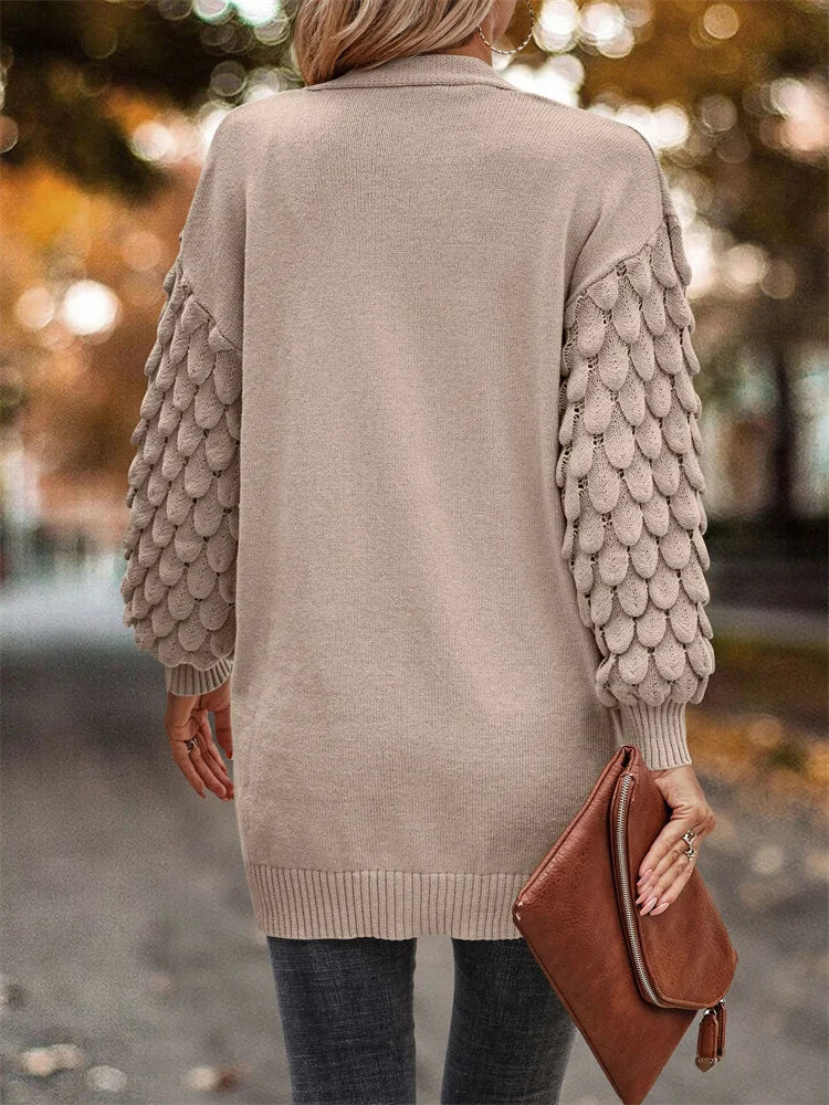 Tossy Patchwork Knit Pocket Cardigan Coat For Women Loose Fashion High Street Elegant Oversized Sweater Ladies Knitwear Outwear