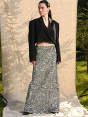 Tossy Sequin High Waist Fashion Maxi Skirt Female Slim Glitter Patchwork Party Looks Streetwear Women’s Patchwork Long Skirt