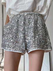 Tossy Sequin High Waist Patchwork Shorts For Women Summer Fashion Glitter Baggy Slim High Street Sexy Outfit Shorts Tracksuit