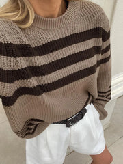 Tossy Striped Casual Knitwear Top Female Loose Autumn 2023 High Waist Contrast Knit Sweater Slim Patchwork Streetwear Pullover