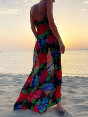 Tossy Striped Printed Backless Maxi Dress For Women Spaghetti Slim Fashion Elegant Party Long Dress Gown Boho Summer Dress 2023