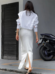 Tossy White Fashion High Waist Maxi Skirt For Women Casual Party Holiday Slim Outfits Elegant Summer 2023 Basic Solid Long Skirt