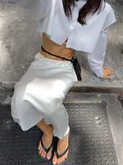 Tossy White Fashion High Waist Maxi Skirt For Women Casual Party Holiday Slim Outfits Elegant Summer 2023 Basic Solid Long Skirt