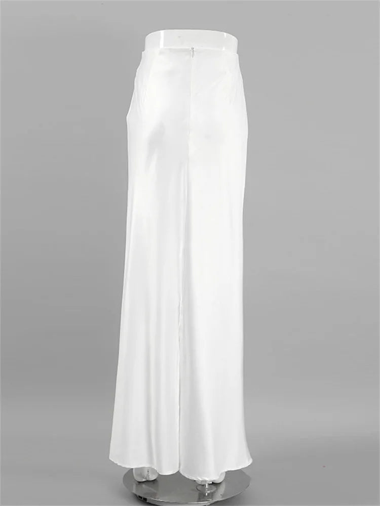 Tossy White Fashion High Waist Maxi Skirt For Women Casual Party Holiday Slim Outfits Elegant Summer 2023 Basic Solid Long Skirt