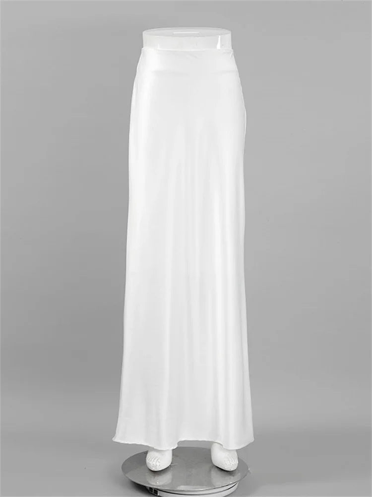 Tossy White Fashion High Waist Maxi Skirt For Women Casual Party Holiday Slim Outfits Elegant Summer 2023 Basic Solid Long Skirt