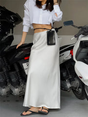 Tossy White Fashion High Waist Maxi Skirt For Women Casual Party Holiday Slim Outfits Elegant Summer 2023 Basic Solid Long Skirt