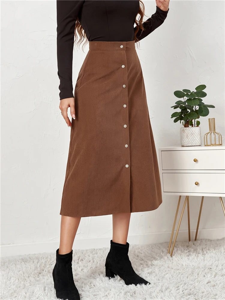 Tossy Women’s Basic Flannel Skirts Ribbed Versatile Stretchy Autumn Casual High Waisted Ladies Black Maxi Skirt For Women