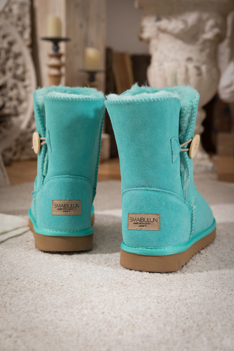 SMAIBULUN Ugg | Faux Fur-Lined Classic Side Button Ugg Boot - Turquoise