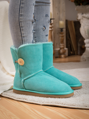 SMAIBULUN Ugg | Faux Fur-Lined Classic Side Button Ugg Boot - Turquoise