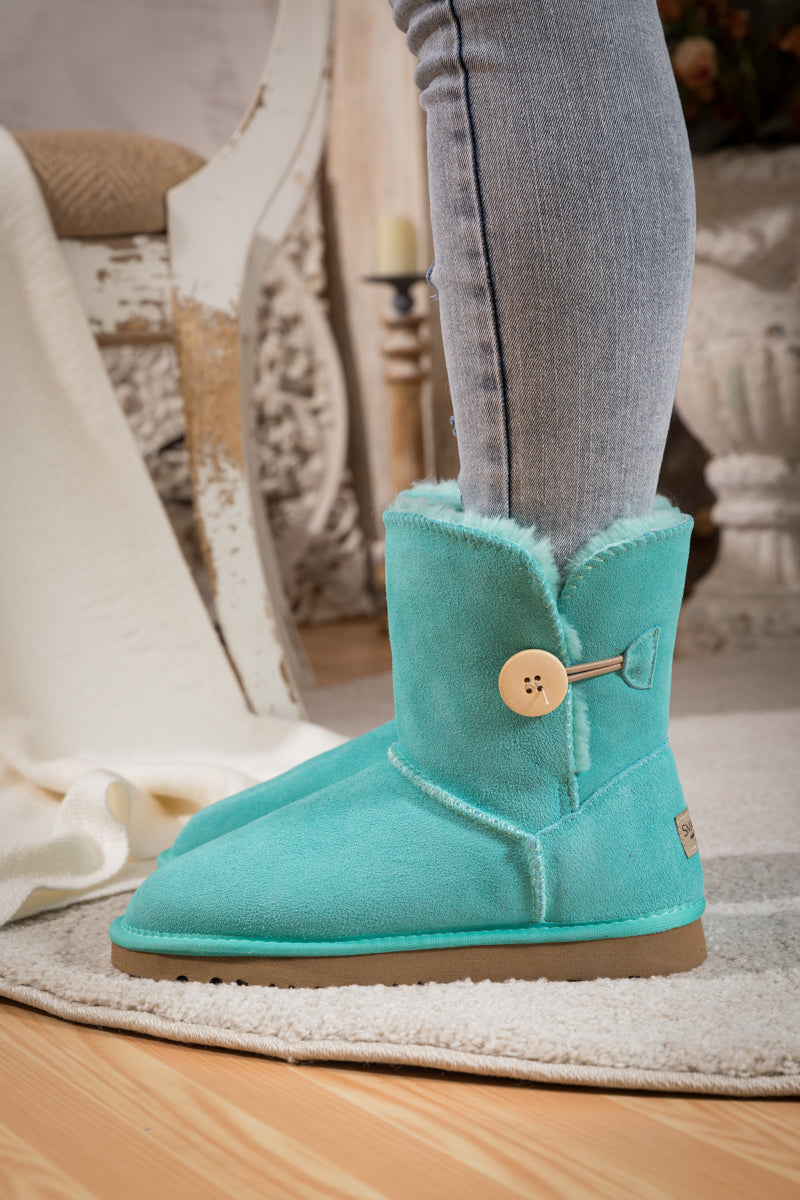 SMAIBULUN Ugg | Faux Fur-Lined Classic Side Button Ugg Boot - Turquoise