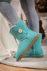 SMAIBULUN Ugg | Faux Fur-Lined Classic Side Button Ugg Boot - Turquoise