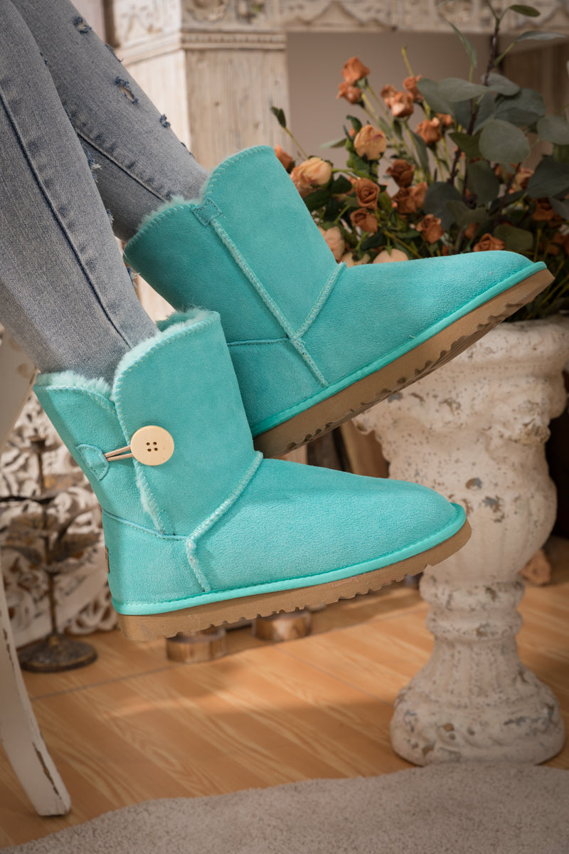 SMAIBULUN Ugg | Faux Fur-Lined Classic Side Button Ugg Boot - Turquoise