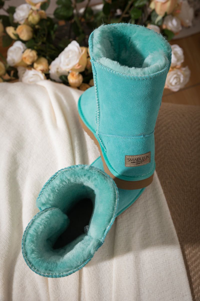 SMAIBULUN Ugg | Faux Fur-Lined Classic Side Button Ugg Boot - Turquoise