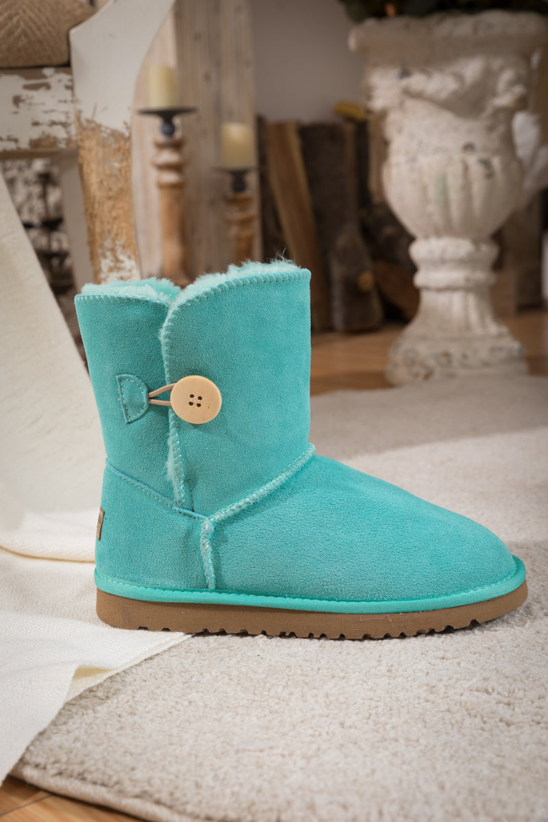 SMAIBULUN Ugg | Faux Fur-Lined Classic Side Button Ugg Boot - Turquoise