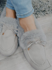 En Bloom | Grey Faux-Fur Anklet Yana Moccasin