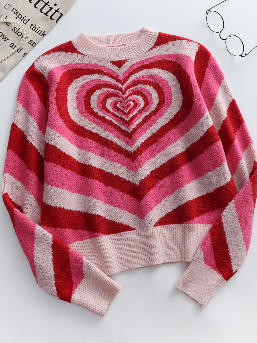 Smaibulun Doll | Red Pink Heart Ring Knit Top