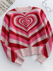 Smaibulun Doll | Red Pink Heart Ring Knit Top