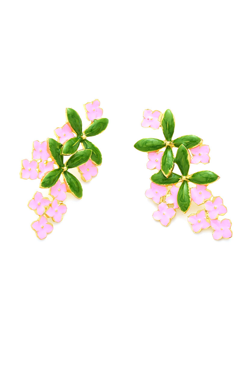 Enamel Floral Drop Earrings