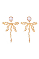 Faux Pearl Dragonfly Shape Drop Earrings