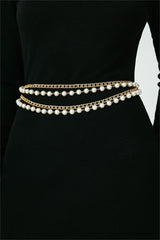 Faux Pearl Gold Metal Waist Chain