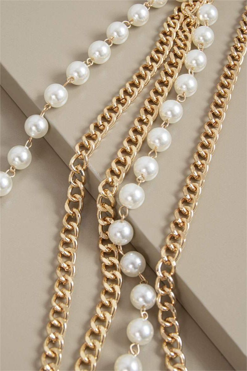 Faux Pearl Gold Metal Waist Chain