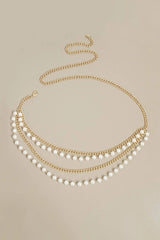 Faux Pearl Gold Metal Waist Chain