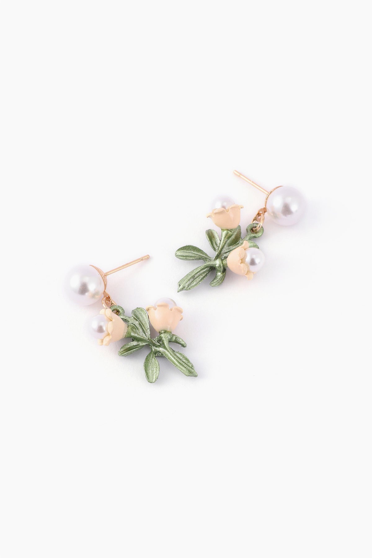 Pearl Bell Flower Drop Earrings