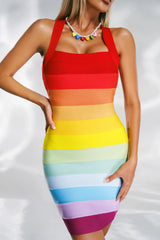 Vanessa Rainbow Cut Out Mini Bandage Dress