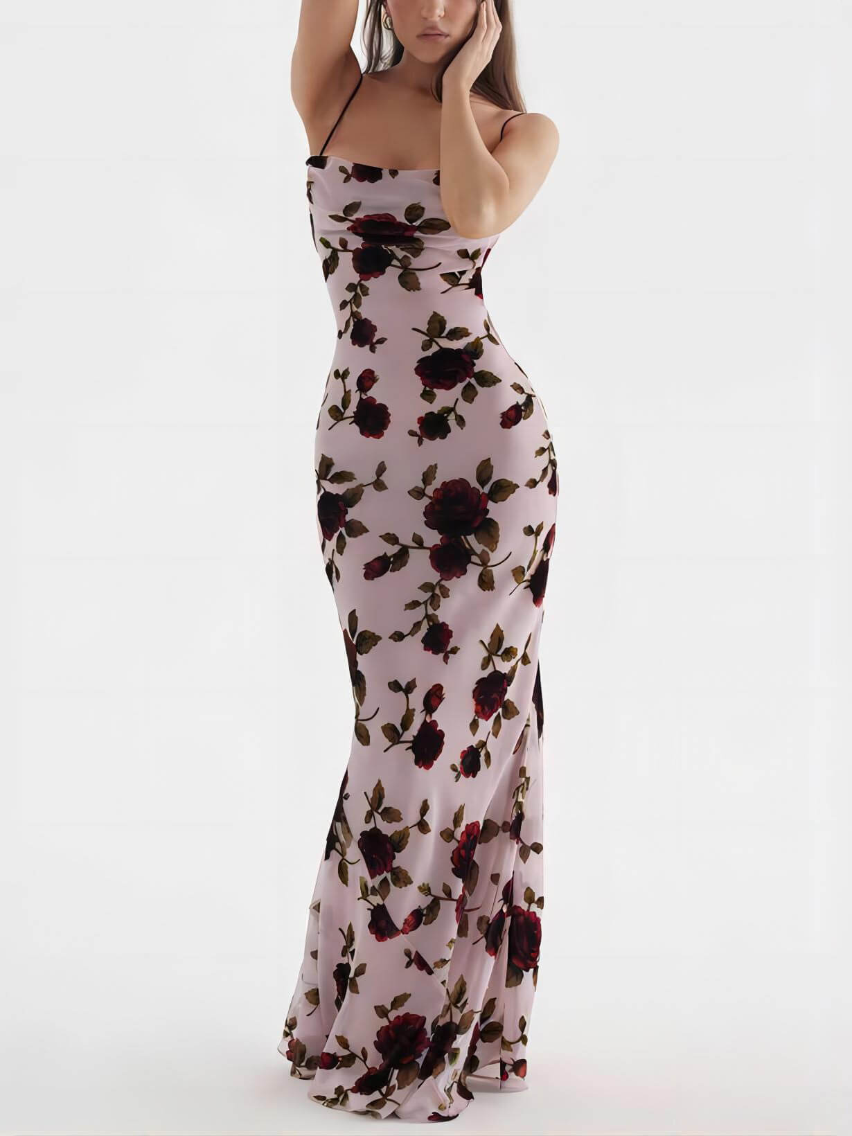 Rose Backless Maxi Dress