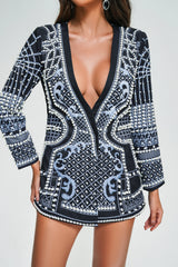 Viola Black and White Pearl Blazer Dress