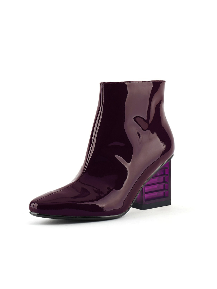 JADY ROSE | BLOCK NEON HEEL LEATHER BOOTIE - VIOLET