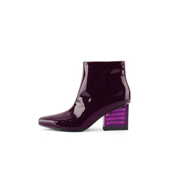 JADY ROSE | BLOCK NEON HEEL LEATHER BOOTIE - VIOLET