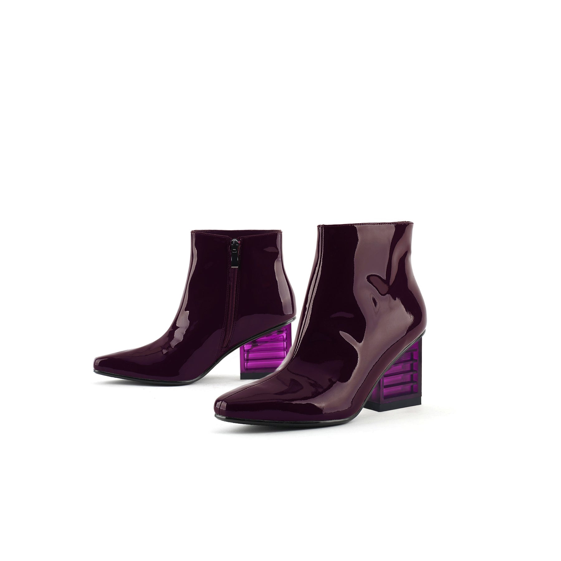 JADY ROSE | BLOCK NEON HEEL LEATHER BOOTIE - VIOLET