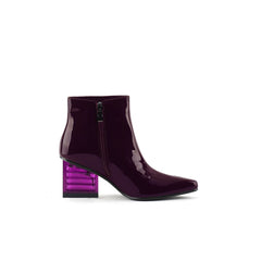 JADY ROSE | BLOCK NEON HEEL LEATHER BOOTIE - VIOLET