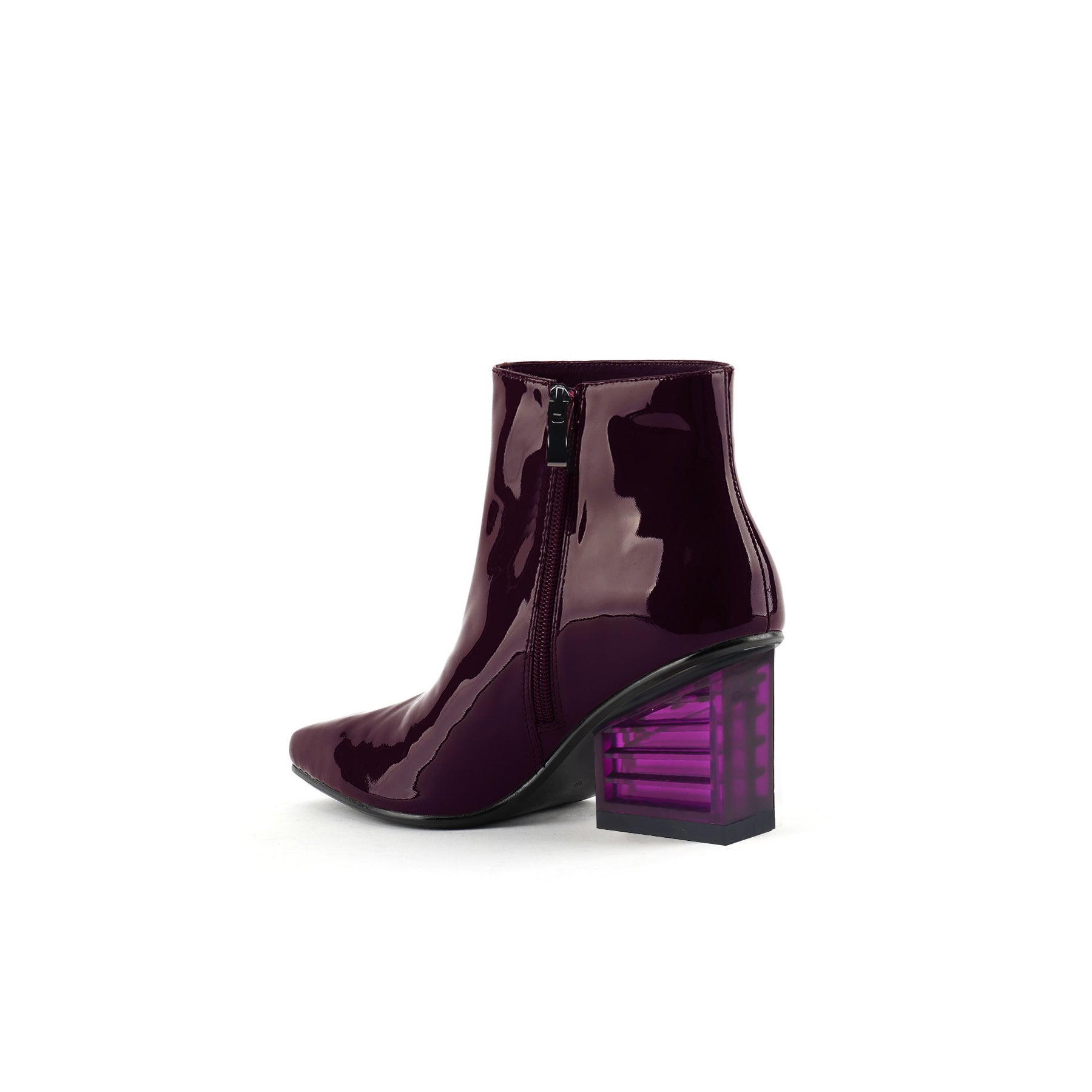 JADY ROSE | BLOCK NEON HEEL LEATHER BOOTIE - VIOLET