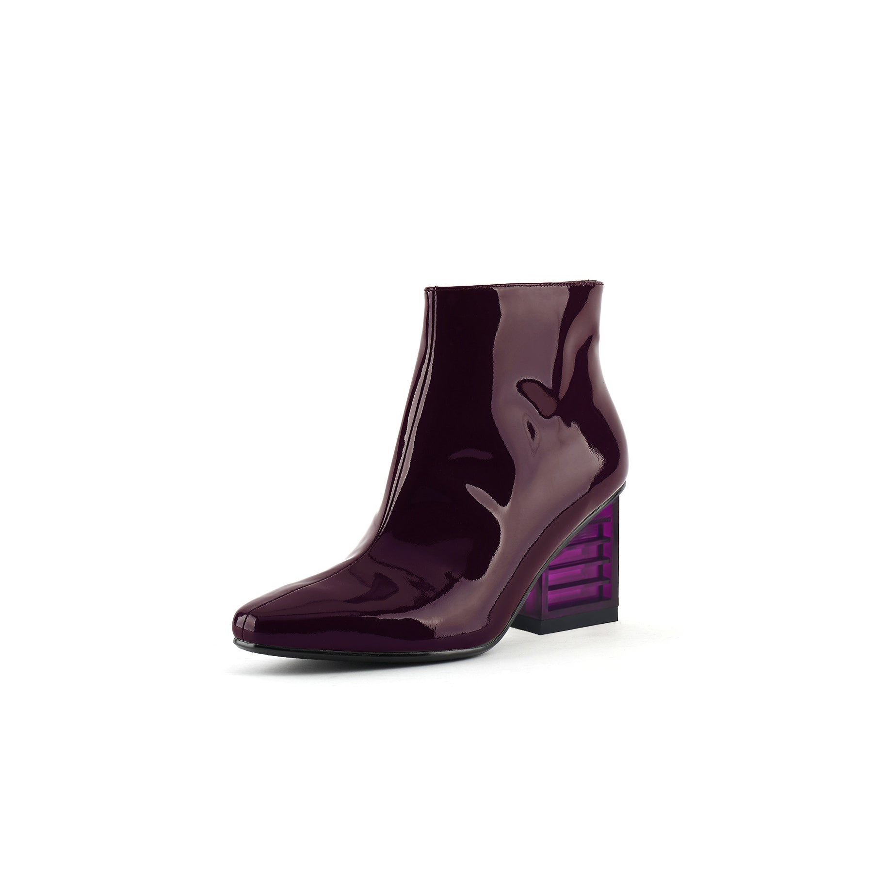 JADY ROSE | BLOCK NEON HEEL LEATHER BOOTIE - VIOLET