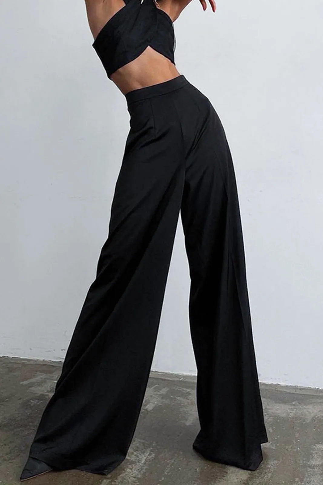 Vosa Black Satin Wide Leg Pants